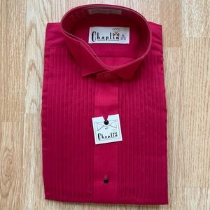 Women’s NEW Fuchsia Pleated Tuxedo Shirt Size Small -Prom, Spring, Easy Care